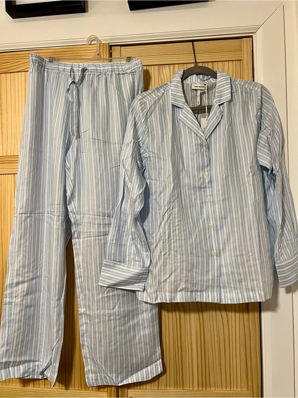 Classic Light Blue Striped Women’s Pajama Set